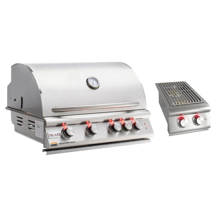 Blaze Grill Package - Premium LTE Marine Grade 32-Inch 4-Burner Built-In Liquid Propane Grill and Double Side Burner in Stainless Steel
