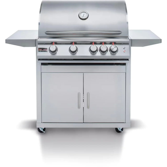 Blaze Grill Package - Premium LTE 32-Inch 4-Burner Built-In Natural Gas Grill With Rear Infrared Burner and Lift-Assist Hood and Grill Cart in Stainless Steel