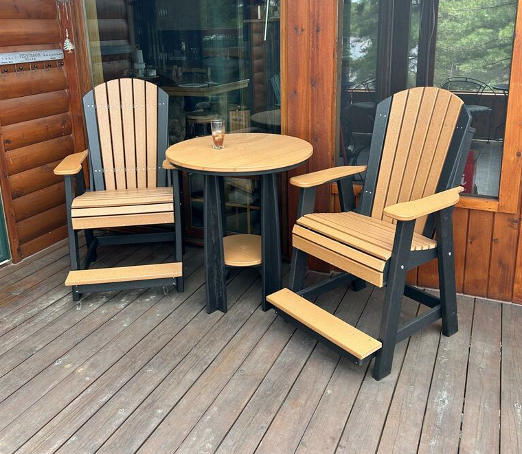 LuxCraft Recycled Plastic Counter Height Adirondack Balcony Table Set - LEAD TIME TO SHIP 7 BUSINESS DAYS OR LESS