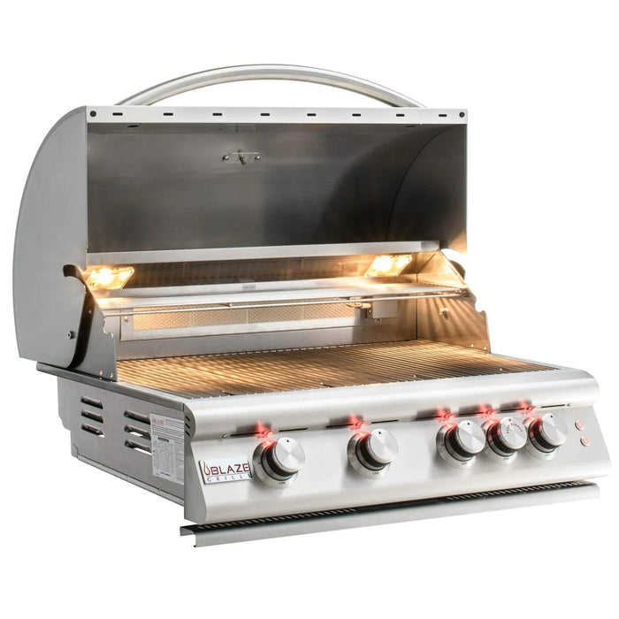 Blaze LTE 32-Inch 4-Burner Built-In Gas Grill With Rear Infrared Burner & Grill Lights
