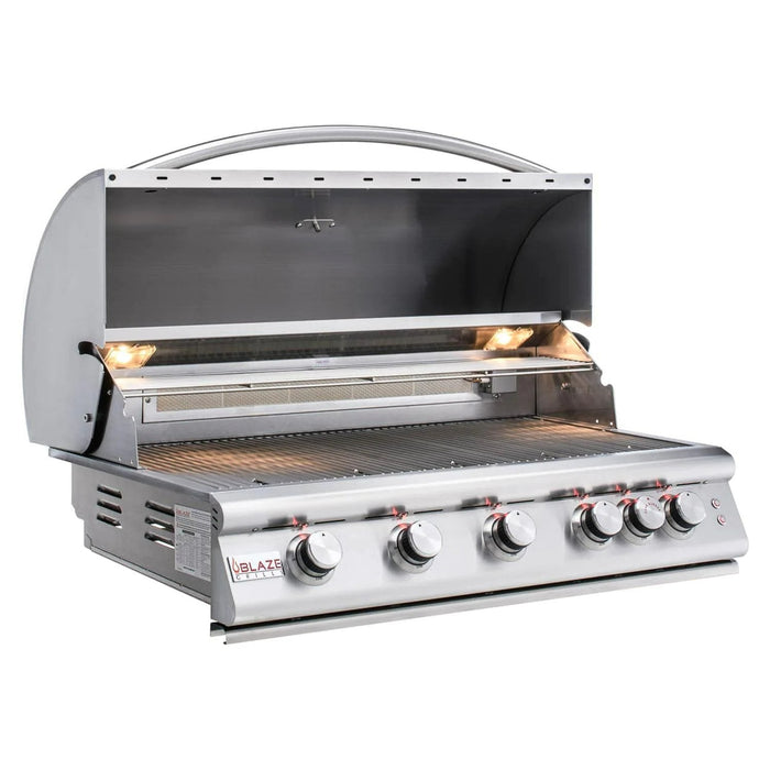Blaze LTE 40-Inch 5-Burner Built-In Gas Grill With Rear Infrared Burner & Grill Lights