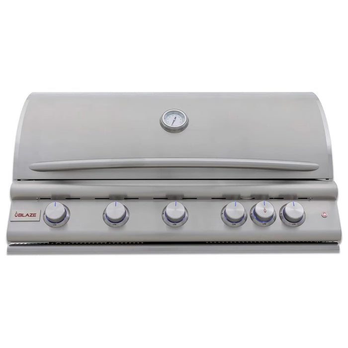 Blaze Grill Package - Premium LTE 40-Inch 5-Burner Built-In Liquid Propane Grill, and  Grill Cart in Stainless Steel