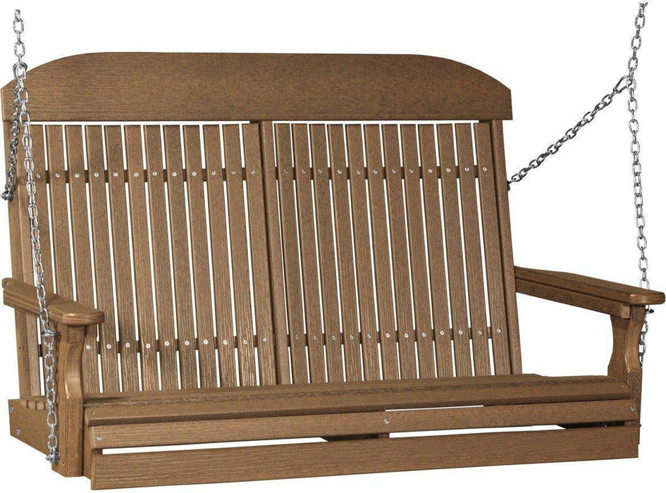 LuxCraft Classic Highback 4ft. Recycled Plastic Porch Swing  - LEAD TIME TO SHIP 7 BUSINESS DAYS OR LESS