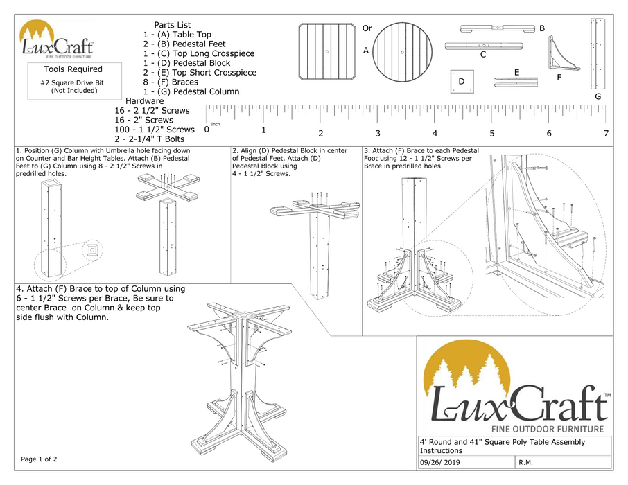 LuxCraft Recycled Plastic 4' Round Table (COUNTER HEIGHT) - LEAD TIME TO SHIP 3 TO 4 WEEKS