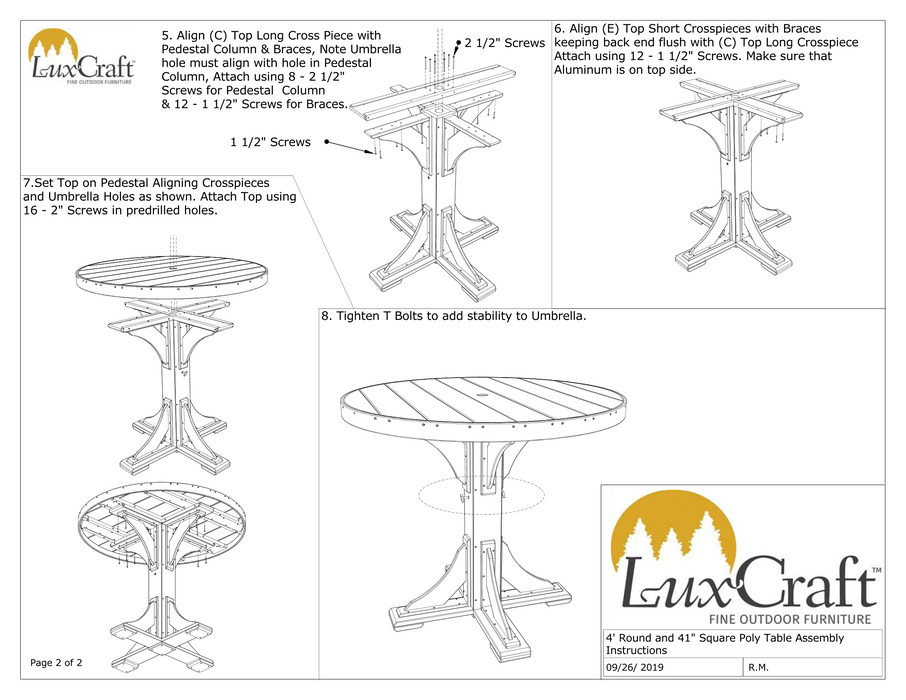 LuxCraft Recycled Plastic 4' Round Table (COUNTER HEIGHT) - LEAD TIME TO SHIP 3 TO 4 WEEKS