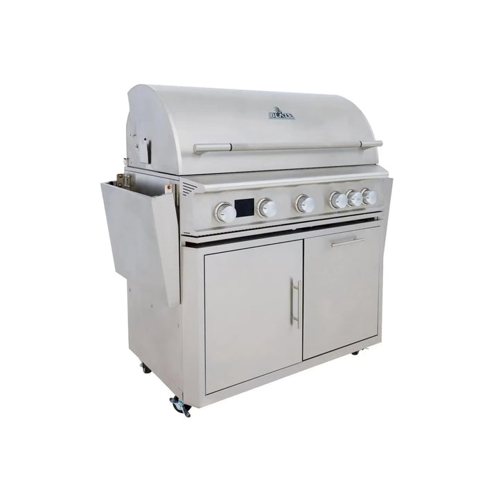 Blaze Grill Package - LTE PRO 40-Inch 5-Burner Propane Gas Grill with Digital Temperature Screen and Rear Infrared Burner, and Grill Cart in Stainless Steel (AP2-4LTEPRO-NG)