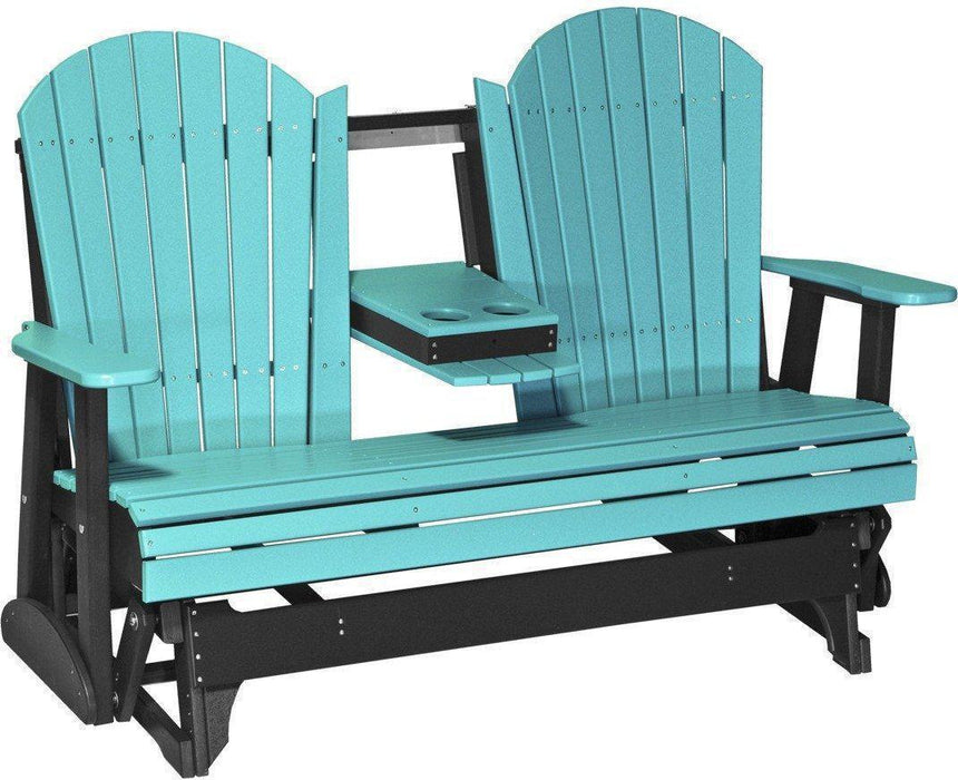 LuxCraft Recycled Plastic 5' Adirondack Glider Chair With Flip Down Center Console  - LEAD TIME TO SHIP 7 BUSINESS DAYS OR LESS