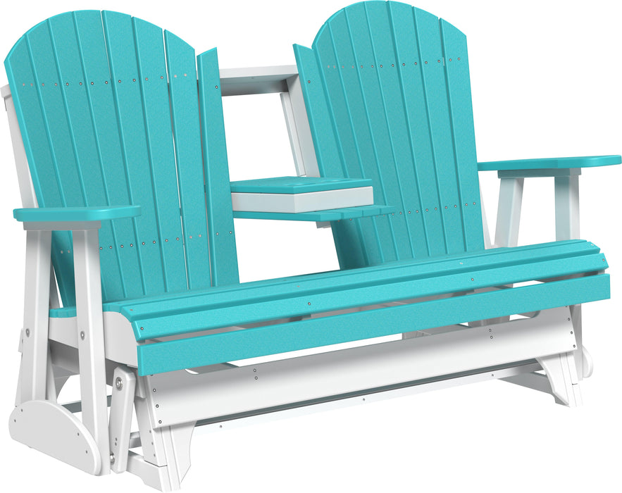 LuxCraft Recycled Plastic 5' Adirondack Glider Chair With Flip Down Center Console  - LEAD TIME TO SHIP 7 BUSINESS DAYS OR LESS