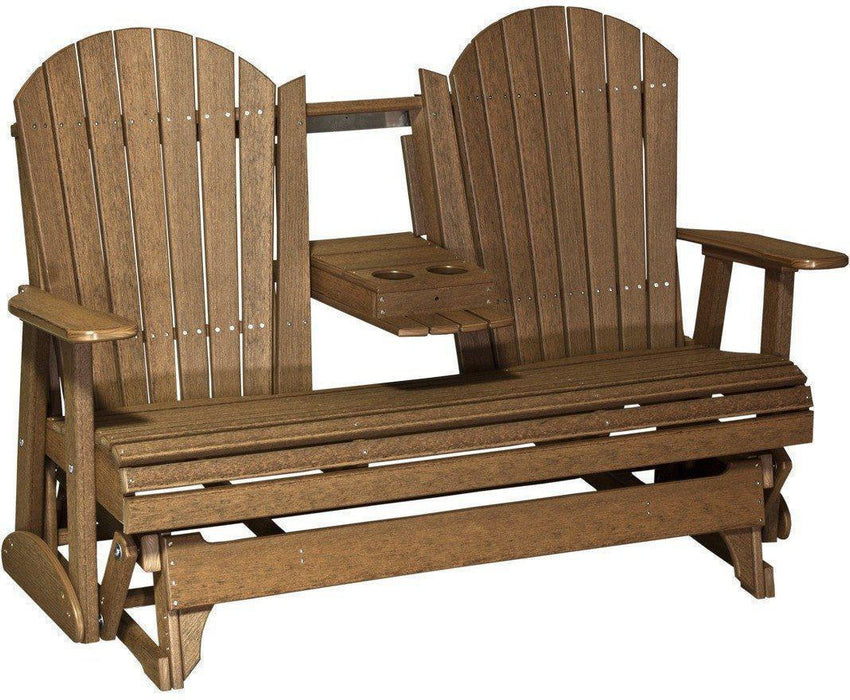 LuxCraft Recycled Plastic 5' Adirondack Glider Chair With Flip Down Center Console  - LEAD TIME TO SHIP 7 BUSINESS DAYS OR LESS