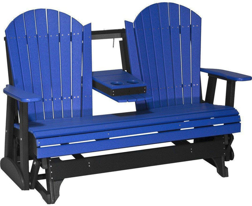 LuxCraft Recycled Plastic 5' Adirondack Glider Chair With Flip Down Center Console  - LEAD TIME TO SHIP 7 BUSINESS DAYS OR LESS