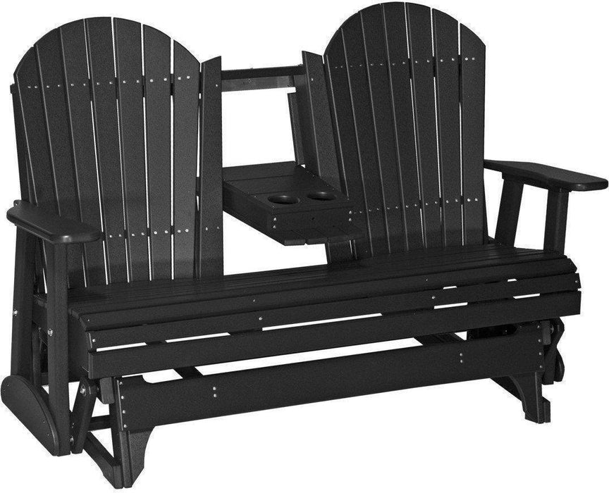 LuxCraft Recycled Plastic 5' Adirondack Glider Chair With Flip Down Center Console  - LEAD TIME TO SHIP 7 BUSINESS DAYS OR LESS
