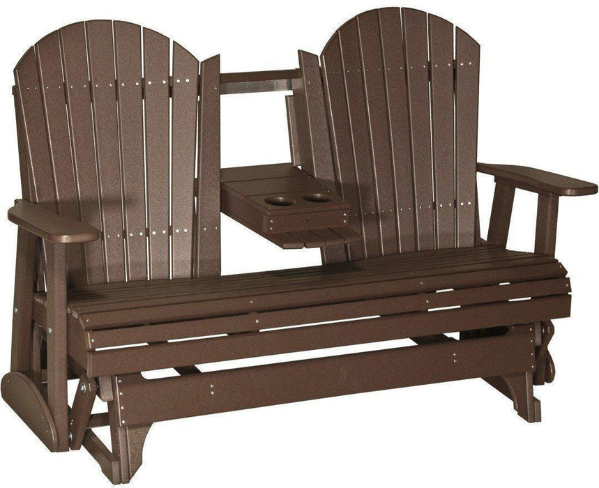 LuxCraft Recycled Plastic 5' Adirondack Glider Chair With Flip Down Center Console  - LEAD TIME TO SHIP 7 BUSINESS DAYS OR LESS
