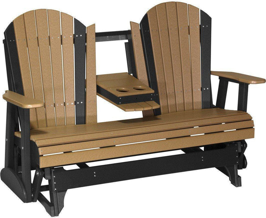 LuxCraft Recycled Plastic 5' Adirondack Glider Chair With Flip Down Center Console  - LEAD TIME TO SHIP 7 BUSINESS DAYS OR LESS