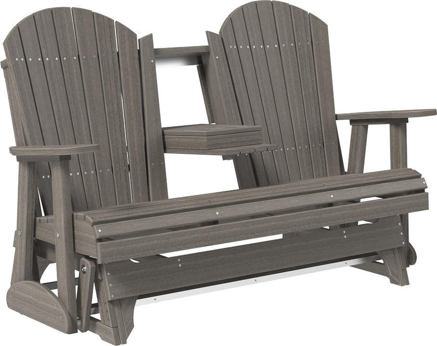LuxCraft Recycled Plastic 5' Adirondack Glider Chair With Flip Down Center Console  - LEAD TIME TO SHIP 7 BUSINESS DAYS OR LESS