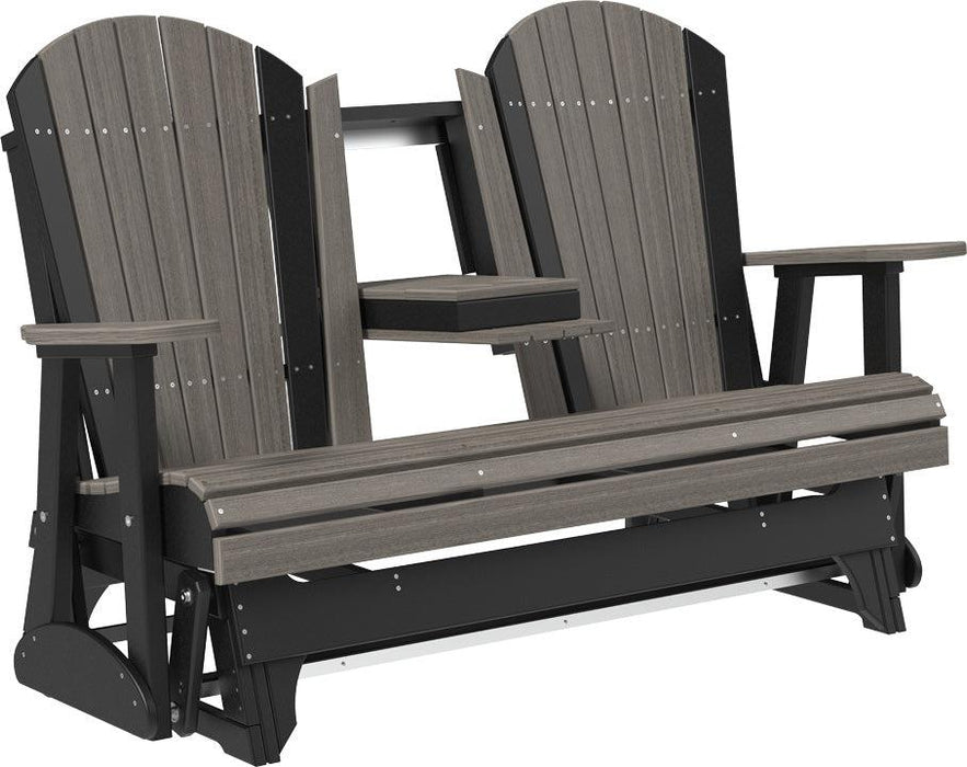LuxCraft Recycled Plastic 5' Adirondack Glider Chair With Flip Down Center Console  - LEAD TIME TO SHIP 7 BUSINESS DAYS OR LESS