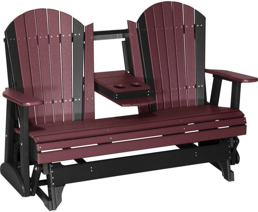 LuxCraft Recycled Plastic 5' Adirondack Glider Chair With Flip Down Center Console  - LEAD TIME TO SHIP 7 BUSINESS DAYS OR LESS