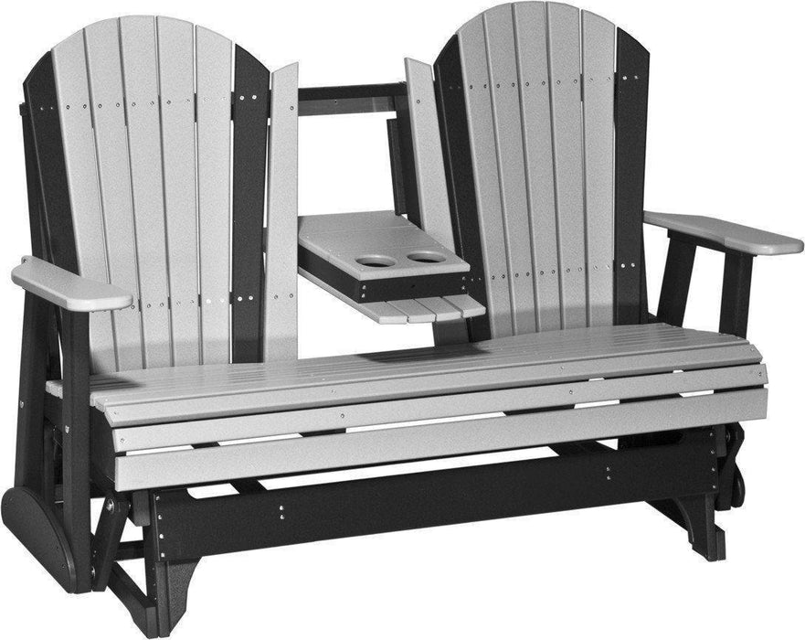 LuxCraft Recycled Plastic 5' Adirondack Glider Chair With Flip Down Center Console  - LEAD TIME TO SHIP 7 BUSINESS DAYS OR LESS