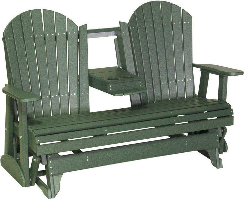 LuxCraft Recycled Plastic 5' Adirondack Glider Chair With Flip Down Center Console  - LEAD TIME TO SHIP 7 BUSINESS DAYS OR LESS