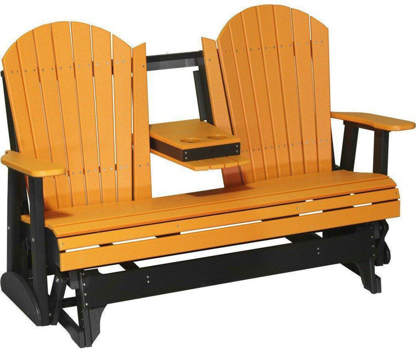 LuxCraft Recycled Plastic 5' Adirondack Glider Chair With Flip Down Center Console  - LEAD TIME TO SHIP 7 BUSINESS DAYS OR LESS