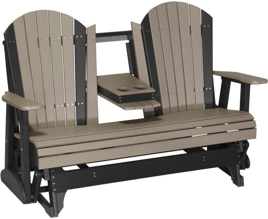 LuxCraft Recycled Plastic 5' Adirondack Glider Chair With Flip Down Center Console  - LEAD TIME TO SHIP 7 BUSINESS DAYS OR LESS