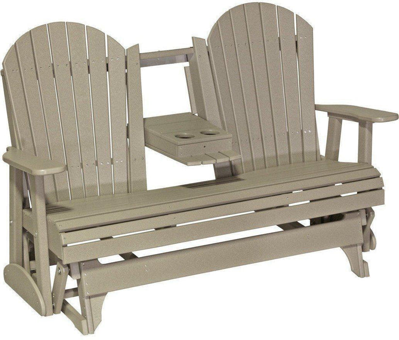 LuxCraft Recycled Plastic 5' Adirondack Glider Chair With Flip Down Center Console  - LEAD TIME TO SHIP 7 BUSINESS DAYS OR LESS