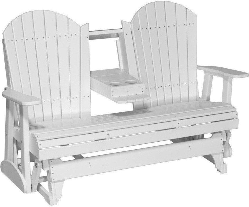 LuxCraft Recycled Plastic 5' Adirondack Glider Chair With Flip Down Center Console  - LEAD TIME TO SHIP 7 BUSINESS DAYS OR LESS