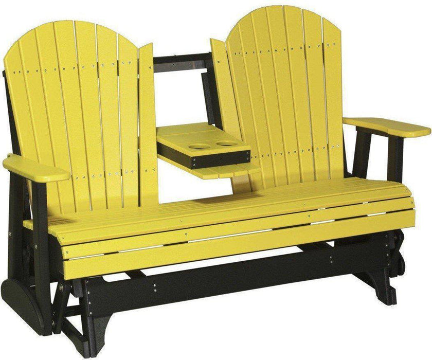 LuxCraft Recycled Plastic 5' Adirondack Glider Chair With Flip Down Center Console  - LEAD TIME TO SHIP 7 BUSINESS DAYS OR LESS