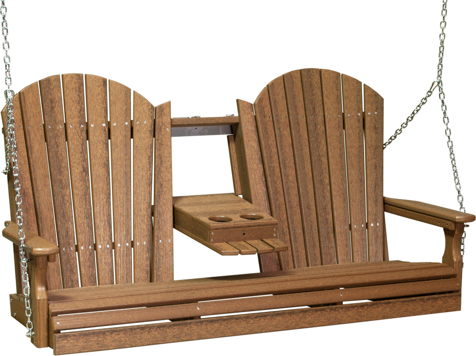 LuxCraft Adirondack 5ft. Recycled Plastic Porch Swing with Flip Down Center Console  - LEAD TIME TO SHIP 7 BUSINESS DAYS OR LESS