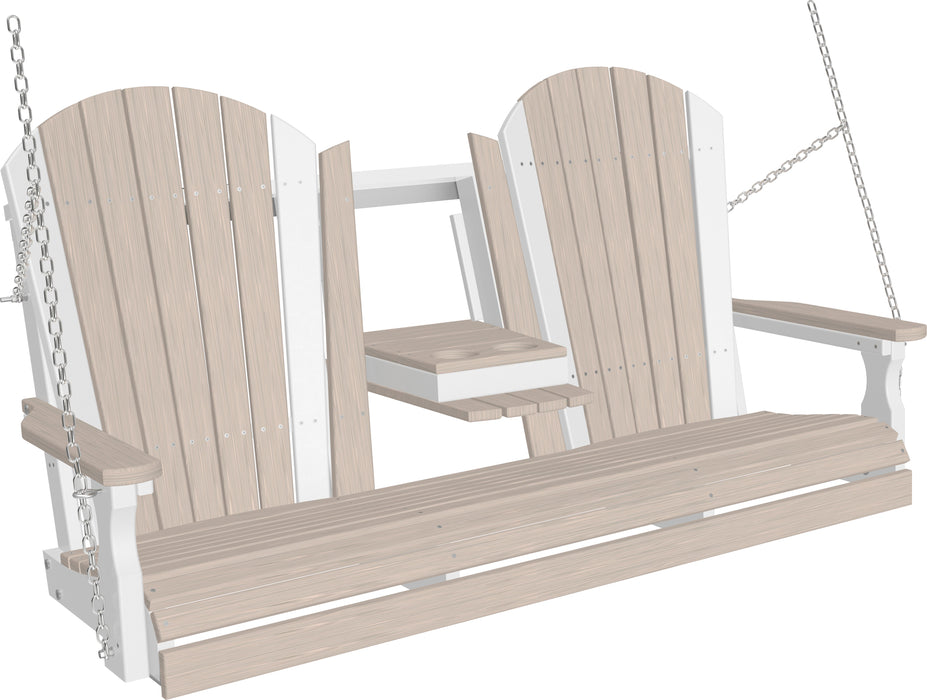 LuxCraft Adirondack 5ft. Recycled Plastic Porch Swing with Flip Down Center Console  - LEAD TIME TO SHIP 7 BUSINESS DAYS OR LESS