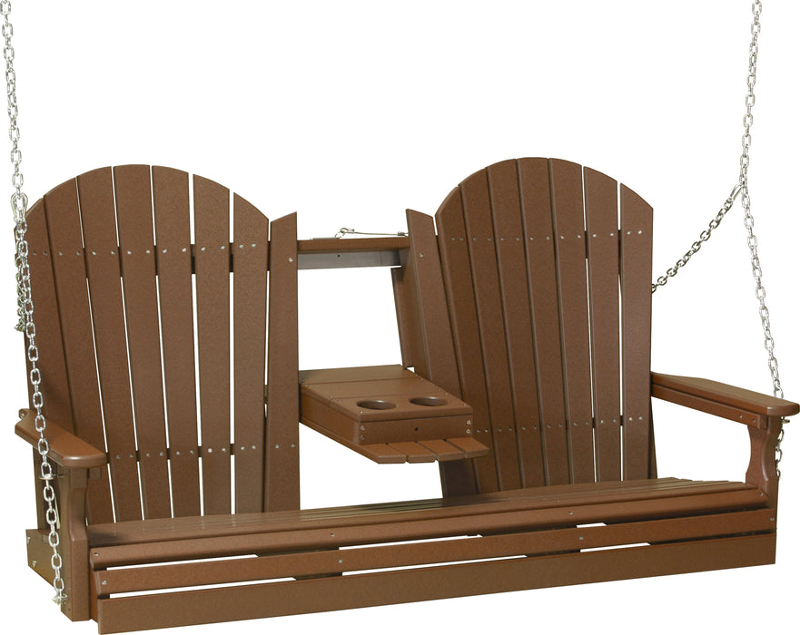 LuxCraft Adirondack 5ft. Recycled Plastic Porch Swing with Flip Down Center Console  - LEAD TIME TO SHIP 7 BUSINESS DAYS OR LESS