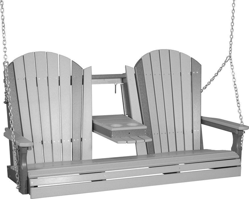 LuxCraft Adirondack 5ft. Recycled Plastic Porch Swing with Flip Down Center Console  - LEAD TIME TO SHIP 7 BUSINESS DAYS OR LESS