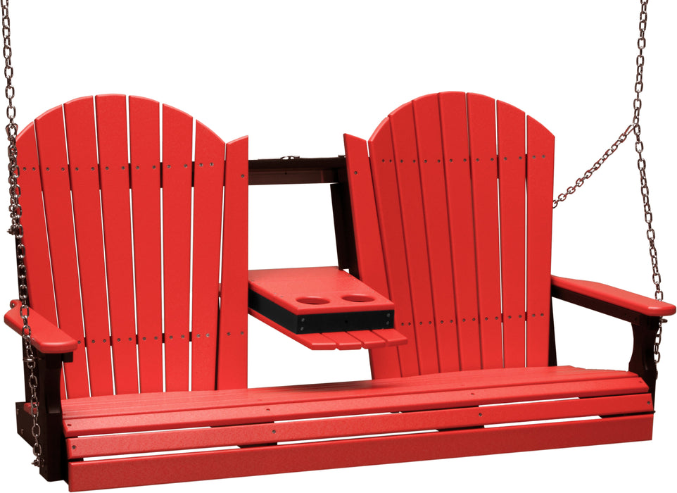 LuxCraft Adirondack 5ft. Recycled Plastic Porch Swing with Flip Down Center Console  - LEAD TIME TO SHIP 7 BUSINESS DAYS OR LESS