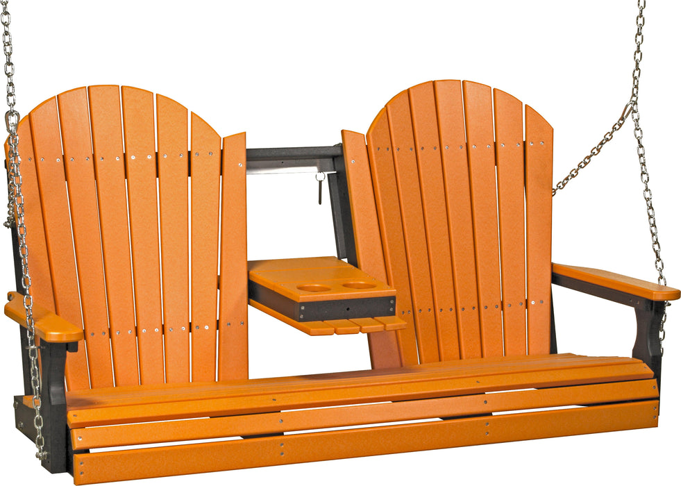 LuxCraft Adirondack 5ft. Recycled Plastic Porch Swing with Flip Down Center Console  - LEAD TIME TO SHIP 7 BUSINESS DAYS OR LESS