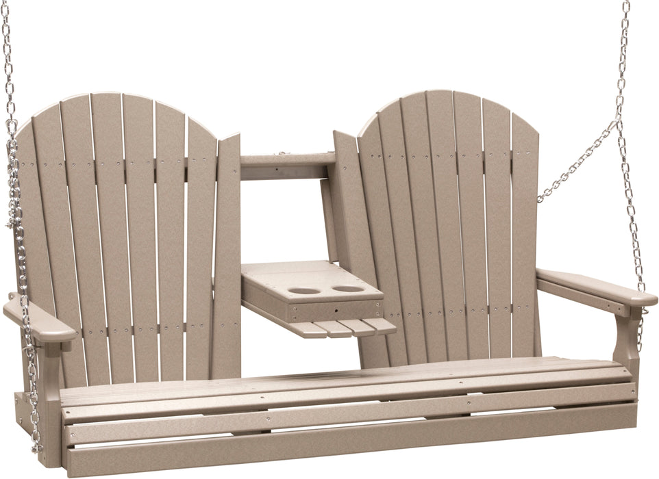 LuxCraft Adirondack 5ft. Recycled Plastic Porch Swing with Flip Down Center Console  - LEAD TIME TO SHIP 7 BUSINESS DAYS OR LESS