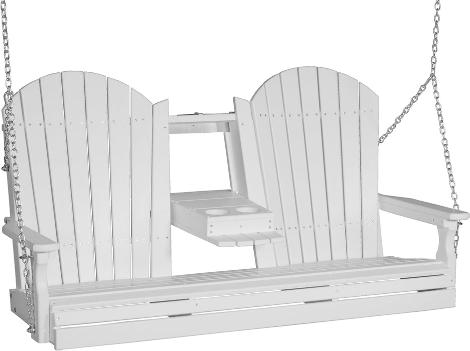 LuxCraft Adirondack 5ft. Recycled Plastic Porch Swing with Flip Down Center Console  - LEAD TIME TO SHIP 7 BUSINESS DAYS OR LESS