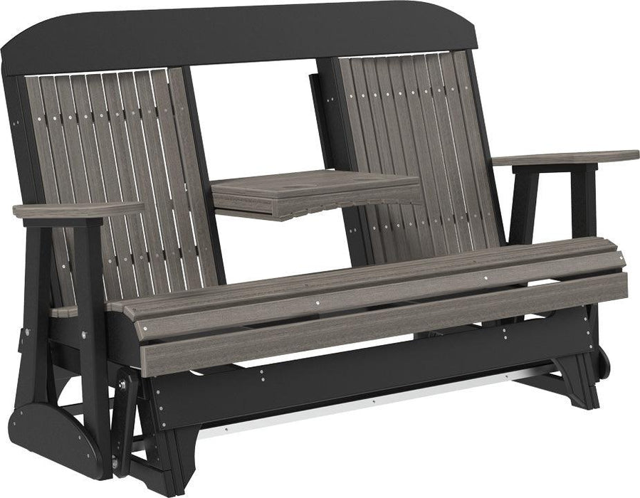 LuxCraft Classic Highback 5ft. Recycled Plastic Glider with Flip Down Center Console  - LEAD TIME TO SHIP 7 BUSINESS DAYS OR LESS
