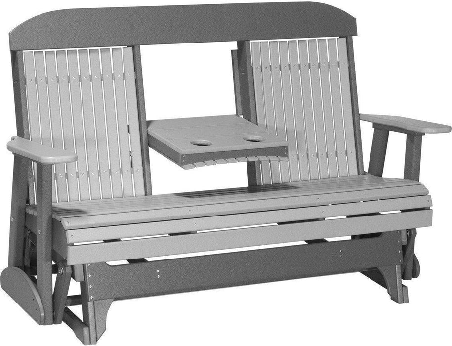 LuxCraft Classic Highback 5ft. Recycled Plastic Glider with Flip Down Center Console  - LEAD TIME TO SHIP 7 BUSINESS DAYS OR LESS