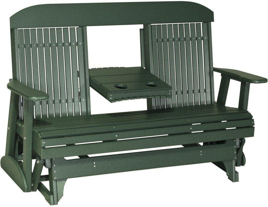 LuxCraft Classic Highback 5ft. Recycled Plastic Glider with Flip Down Center Console  - LEAD TIME TO SHIP 7 BUSINESS DAYS OR LESS