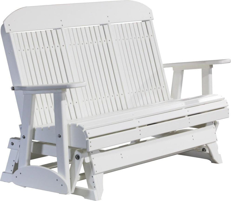 LuxCraft Classic Highback 5ft. Recycled Plastic Glider with Flip Down Center Console  - LEAD TIME TO SHIP 7 BUSINESS DAYS OR LESS