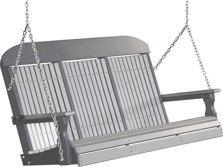 LuxCraft Classic Highback 5ft. Recycled Plastic Porch Swing with Flip Down Center Console - LEAD TIME TO SHIP 7 BUSINESS DAYS OR LESS