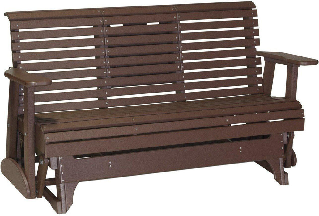 LuxCraft 5' Rollback Recycled Plastic Patio Glider with Flip Down Center Console - LEAD TIME TO SHIP 7 BUSINESS DAYS OR LESS