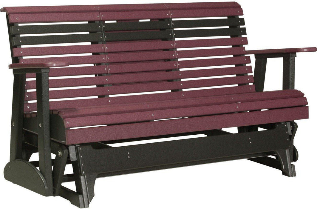 LuxCraft 5' Rollback Recycled Plastic Patio Glider with Flip Down Center Console - LEAD TIME TO SHIP 7 BUSINESS DAYS OR LESS