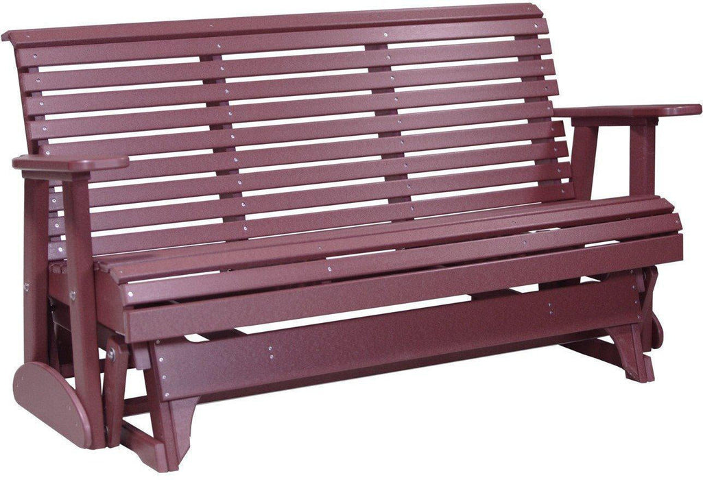 LuxCraft 5' Rollback Recycled Plastic Patio Glider with Flip Down Center Console - LEAD TIME TO SHIP 7 BUSINESS DAYS OR LESS