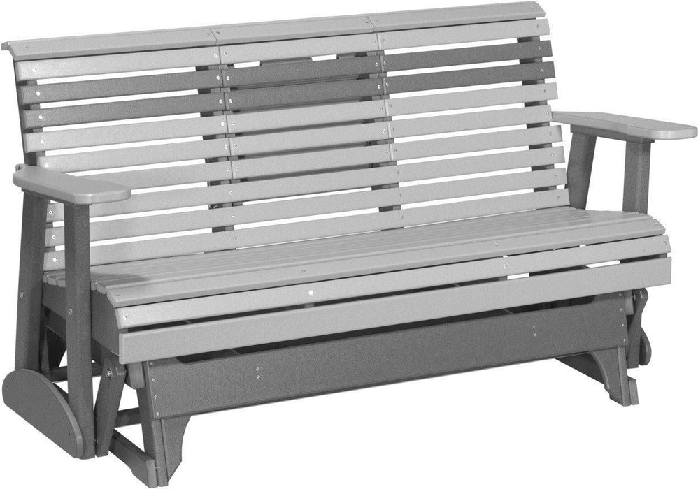 LuxCraft 5' Rollback Recycled Plastic Patio Glider with Flip Down Center Console - LEAD TIME TO SHIP 7 BUSINESS DAYS OR LESS