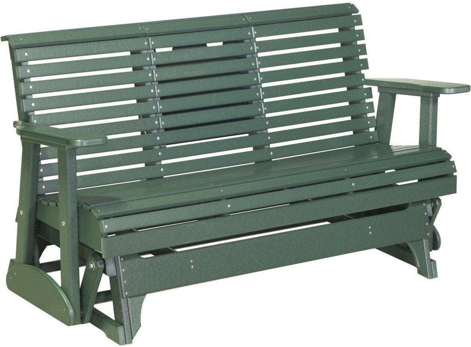 LuxCraft 5' Rollback Recycled Plastic Patio Glider with Flip Down Center Console - LEAD TIME TO SHIP 7 BUSINESS DAYS OR LESS
