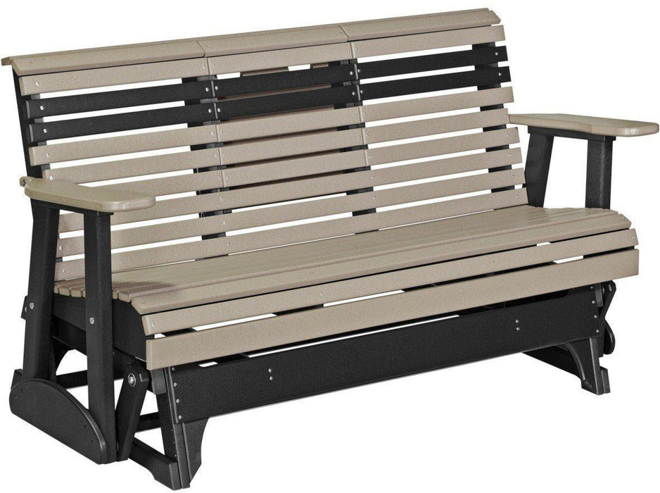 LuxCraft 5' Rollback Recycled Plastic Patio Glider with Flip Down Center Console - LEAD TIME TO SHIP 7 BUSINESS DAYS OR LESS