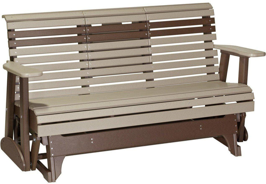 LuxCraft 5' Rollback Recycled Plastic Patio Glider with Flip Down Center Console - LEAD TIME TO SHIP 7 BUSINESS DAYS OR LESS