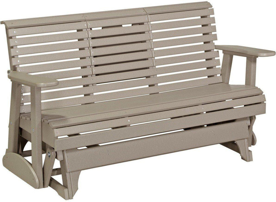 LuxCraft 5' Rollback Recycled Plastic Patio Glider with Flip Down Center Console - LEAD TIME TO SHIP 7 BUSINESS DAYS OR LESS