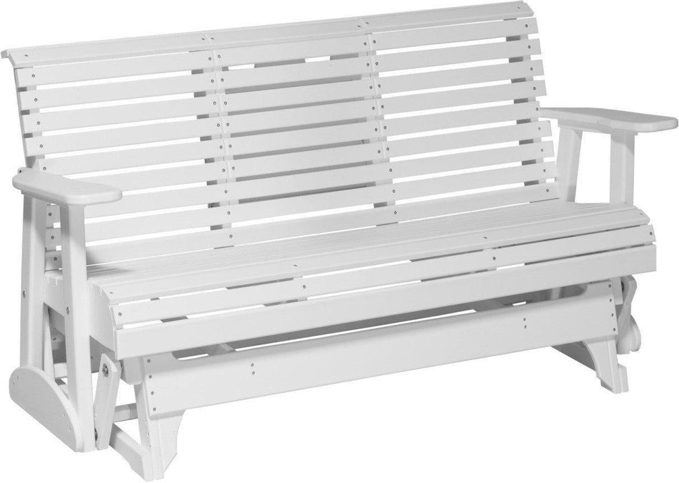 LuxCraft 5' Rollback Recycled Plastic Patio Glider with Flip Down Center Console - LEAD TIME TO SHIP 7 BUSINESS DAYS OR LESS