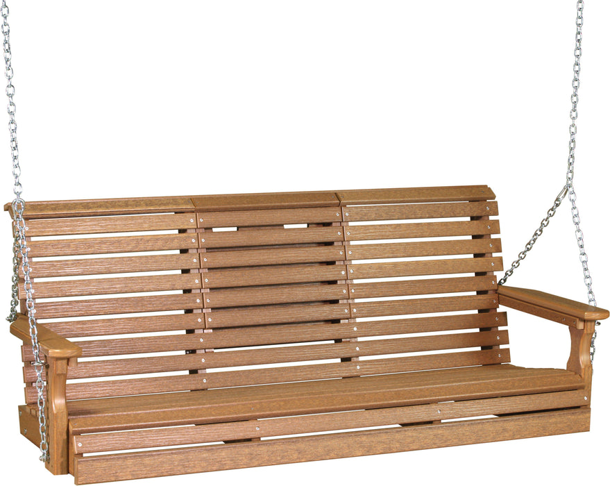 LuxCraft Rollback 5ft Recycled Plastic Plain Porch Swing with Flip Down Center Console - LEAD TIME TO SHIP 7 BUSINESS DAYS OR LESS